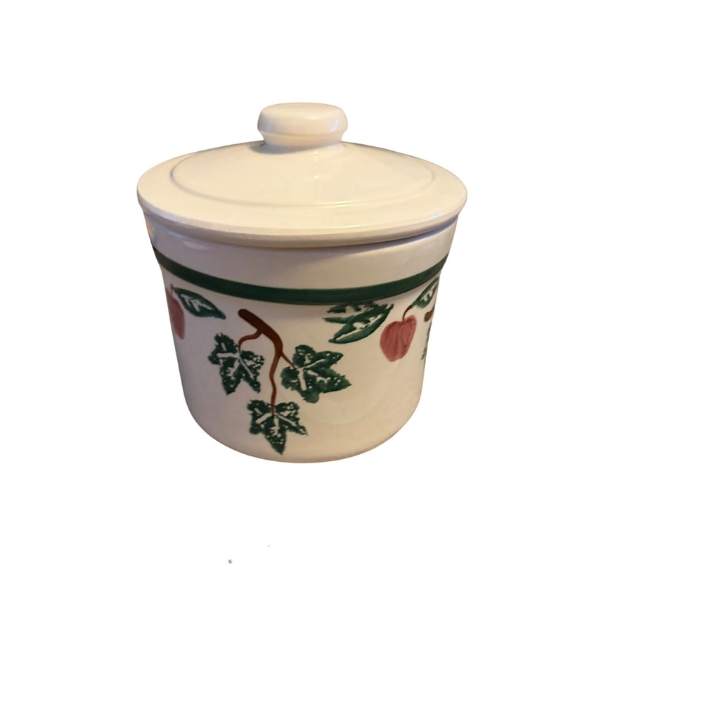 Crock Shop Santa Ana Apple Ivy Ceramic Canister with Lid Vintage Kitchen Crock